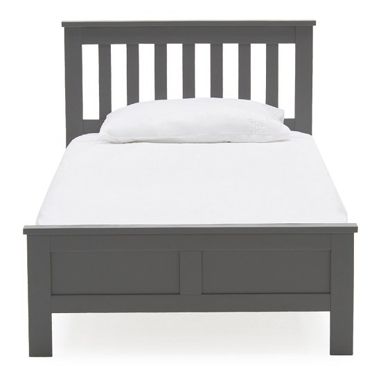Buntin Wooden Single Size Bed In Grey Painted Finish_2