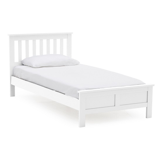 Buntin Wooden Single Size Bed In White Painted Finish_1