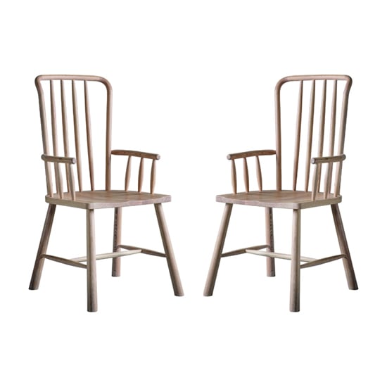 Burbank Oak Wood Carver Dining Chairs In Pair