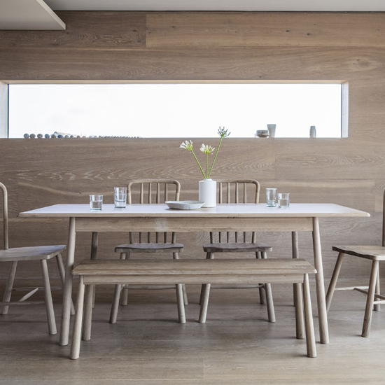 Burbank Oak Wood Dining Bench In Oak