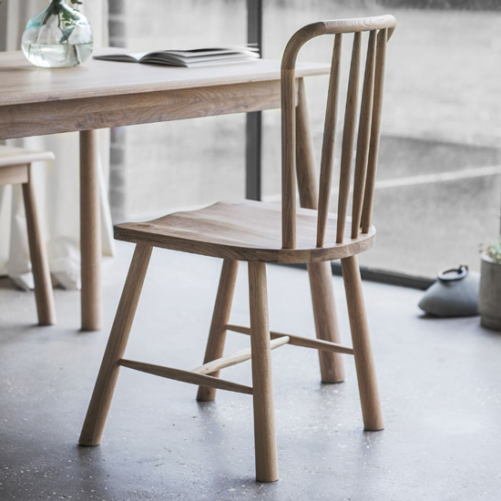 Burbank Oak Wood Dining Chairs In Pair