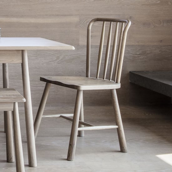 Burbank Oak Wood Dining Chairs In Pair