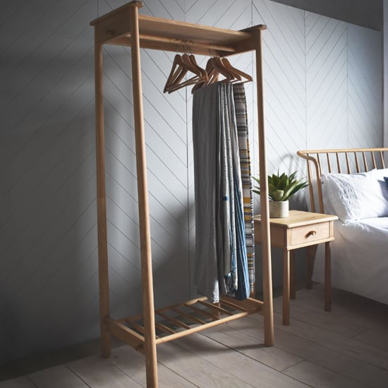 Product photograph of Burbank Oak Wood Open Wardrobe In Oak from Furniture in Fashion