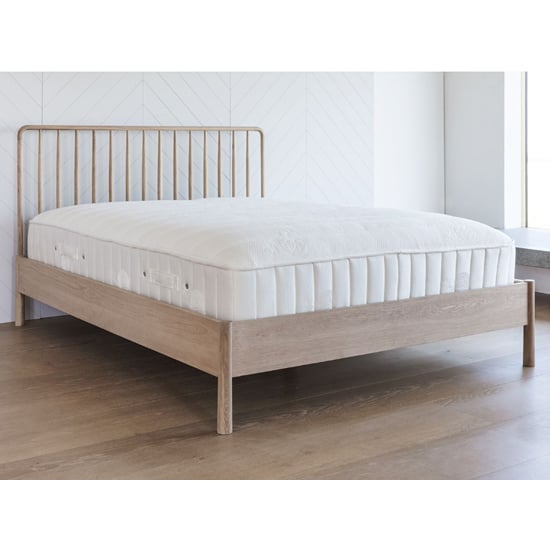 Photo of Burbank oak wood spindle double bed in oak