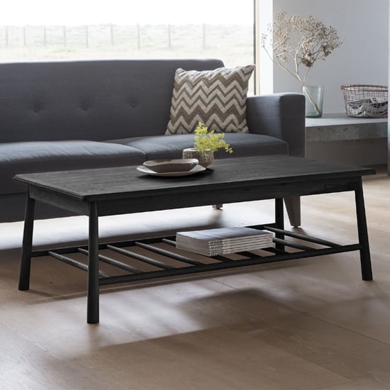Read more about Burbank rectangular oak wood coffee table in black