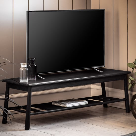 Product photograph of Burbank Rectangular Wooden Tv Stand In Black from Furniture in Fashion
