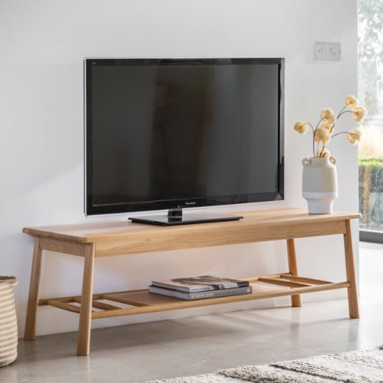Photo of Burbank rectangular wooden tv stand in oak