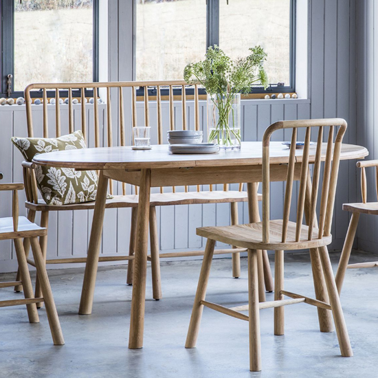 Burbank Round Extending Oak Wood Dining Table In Oak Furniture in Fashion