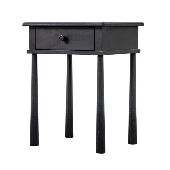Burbank Wooden Bedside Cabinet With 1 Drawer In Black