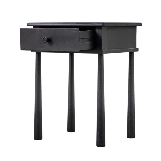 Burbank Wooden Bedside Cabinet With 1 Drawer In Black