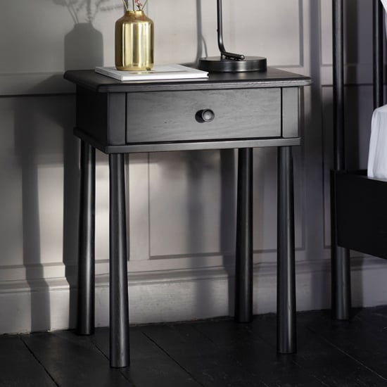Read more about Burbank wooden bedside cabinet with 1 drawer in black