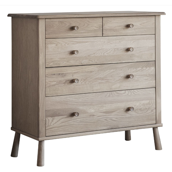 Burbank Wooden Chest Of 5 Drawers In Oak