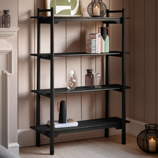 Photo of Burbank wooden open shelving unit in black