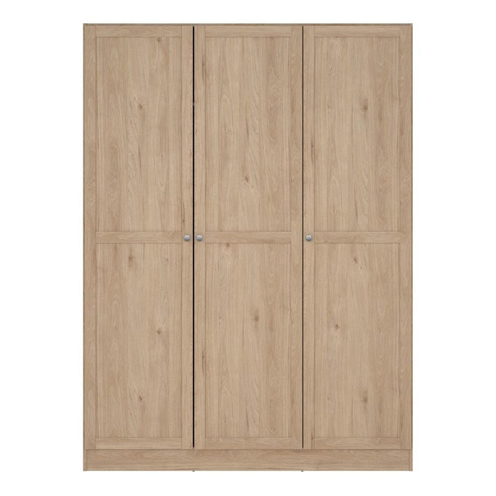 Burbank Wooden Wardrobe With 3 Doors In Hickory Oak