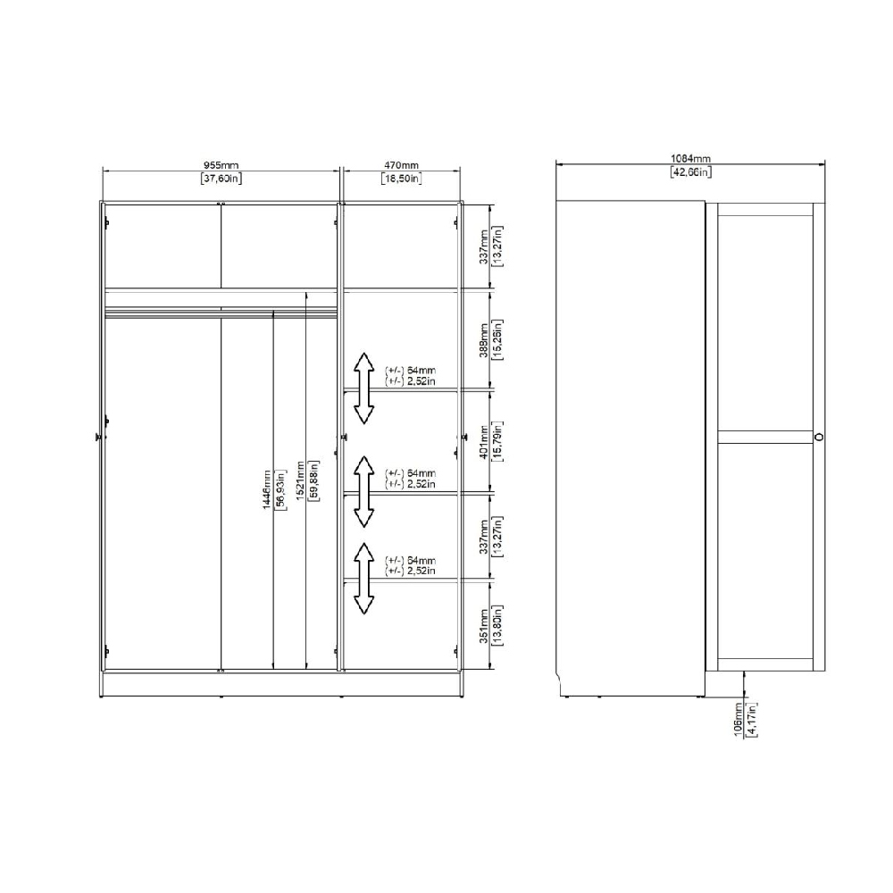 Burbank Wooden Wardrobe With 3 Doors In Hickory Oak
