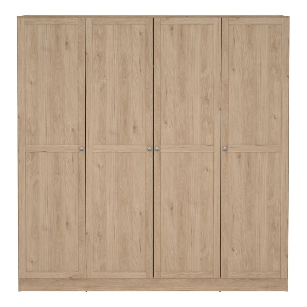 Burbank Wooden Wardrobe With 4 Doors In Hickory Oak