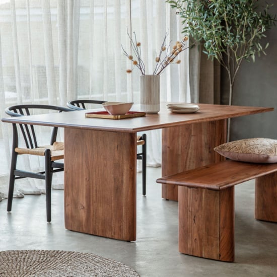 Product photograph of Burden Large Rectangular Wooden Dining Table In Natural from Furniture in Fashion