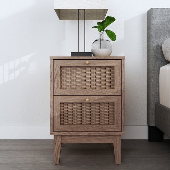 Read more about Burdon wooden bedside cabinet with 2 drawers in oak