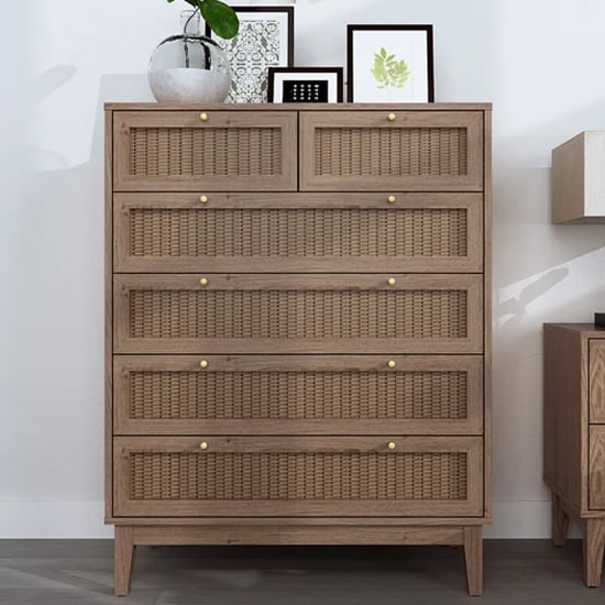 Read more about Burdon wooden chest of 6 drawers in oak