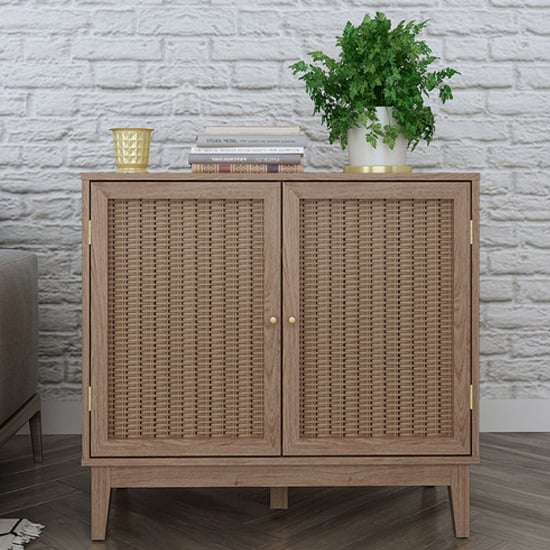 Photo of Burdon wooden sideboard with 2 doors in oak