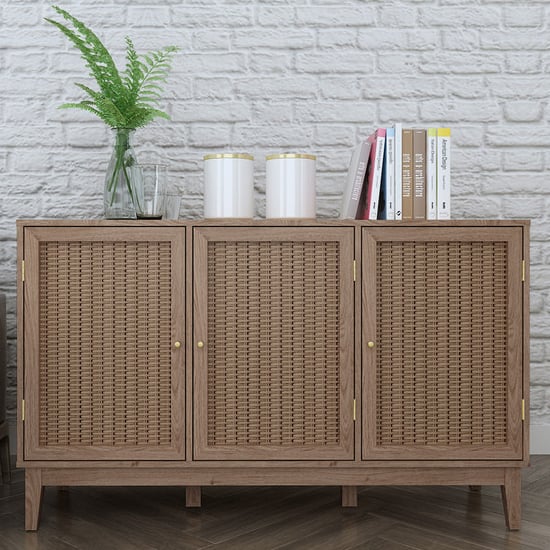 Product photograph of Burdon Wooden Sideboard With 3 Doors In Oak from Furniture in Fashion