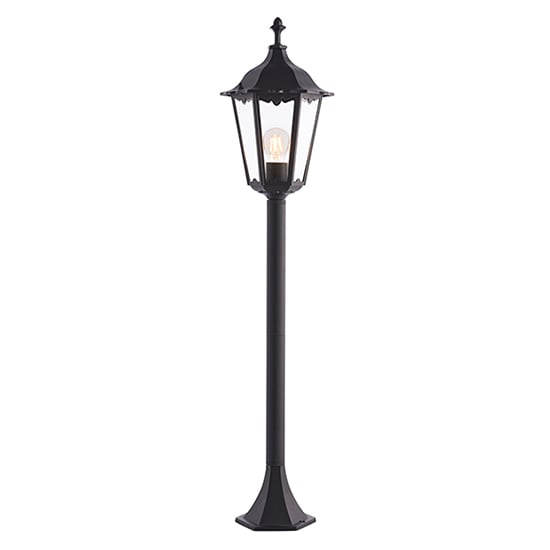 Product photograph of Burford Outdoor Clear Glass Shade Bollard In Matt Black from Furniture in Fashion
