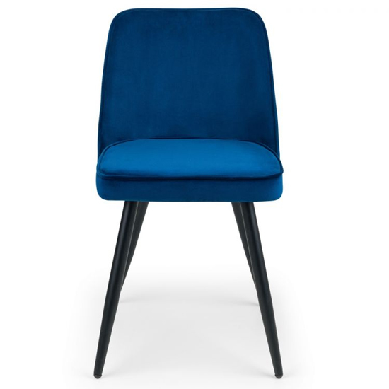 Babette Blue Velvet Dining Chairs With Black Metal Legs In Pair