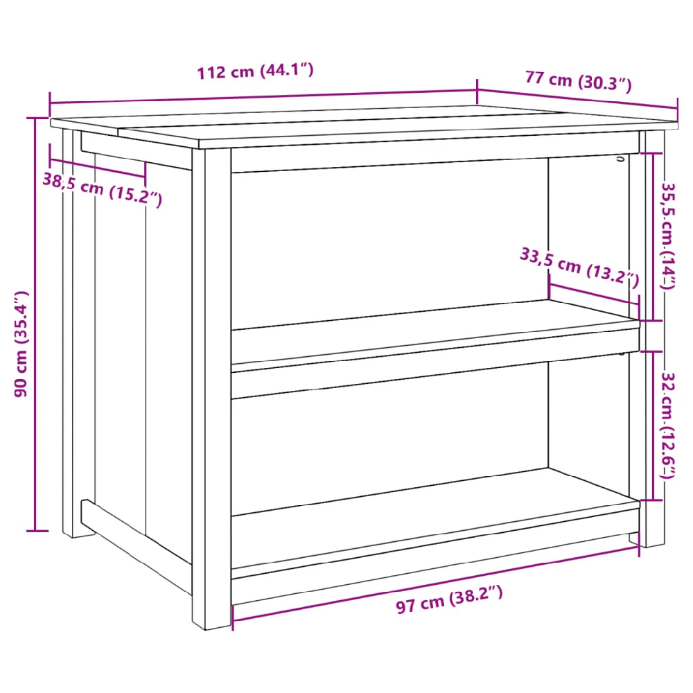 Burke Wooden Kitchen Cabinet With 2 Shelves In Teak
