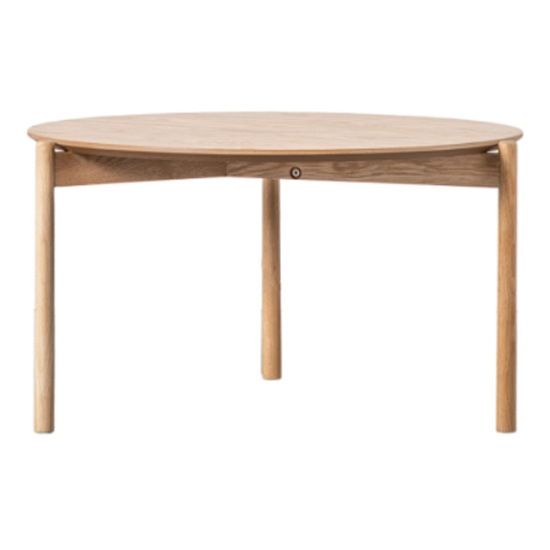 Burlap Round Wooden Coffee Table In Natural