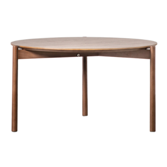 Burlap Wooden Round Coffee Table In Walnut