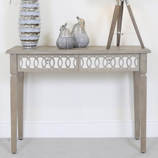 Product photograph of Burley Mirrored Console Table With 2 Drawers In Natural from Furniture in Fashion