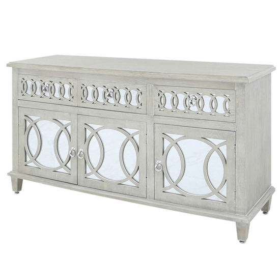 Burley Mirrored Sideboard With 3 Doors 3 Drawers In Natural Furniture