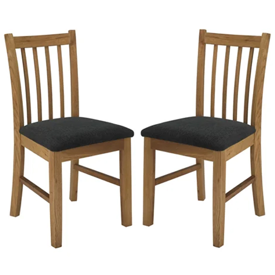 Burlington Grey And Oak Wooden Dining Chairs In Pair Furniture in Fashion