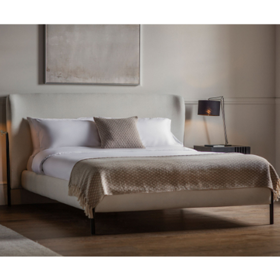 Burlington Polyester Fabric Double Bed In Oatmeal Furniture in Fashion