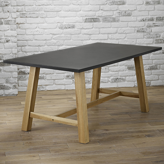 Product photograph of Burlington Wooden Dining Table In Grey And Oak from Furniture in Fashion