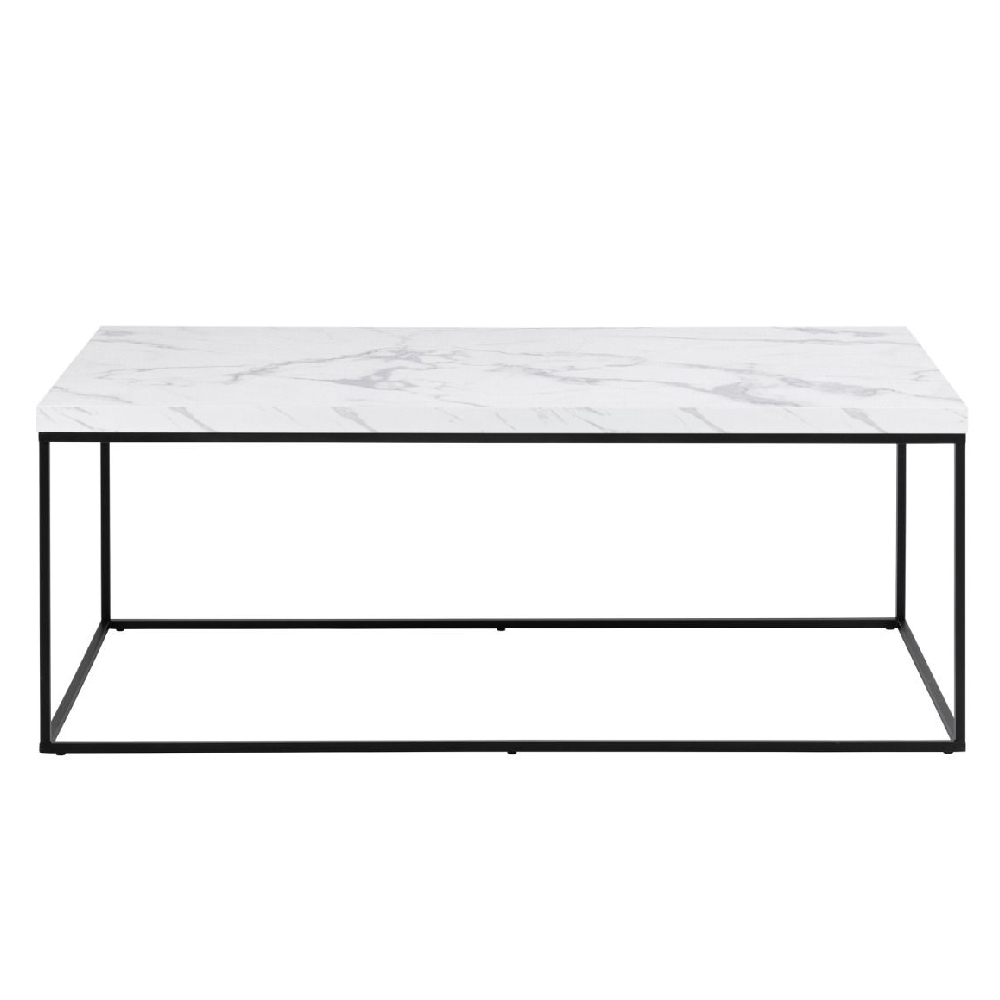 Burnaby Wooden Coffee Table Rectangular In White Marble Effect