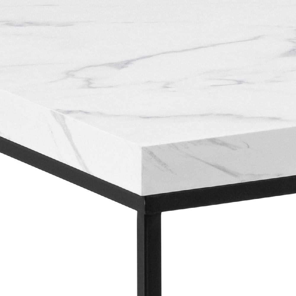 Burnaby Wooden Coffee Table Rectangular In White Marble Effect