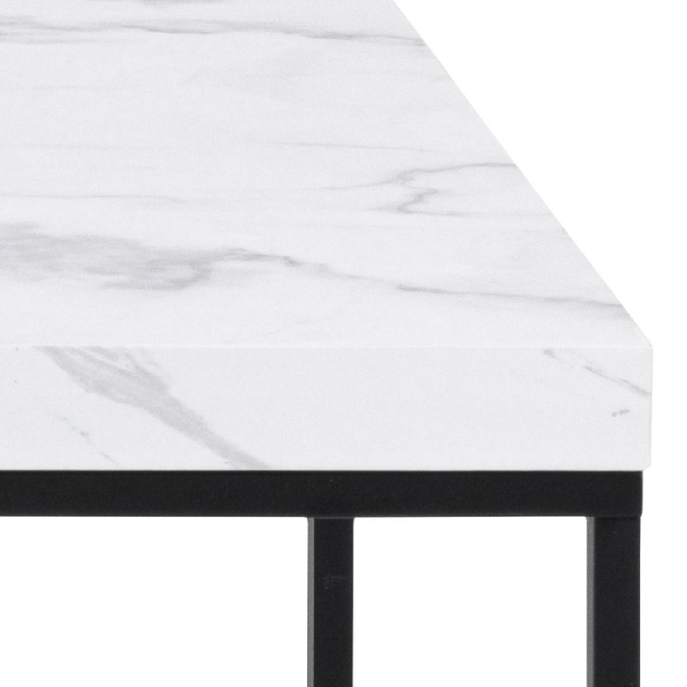 Burnaby Wooden Coffee Table Rectangular In White Marble Effect