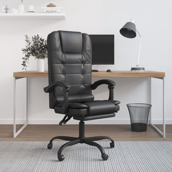 Photo of Burnet faux leather massage reclining office chair in black