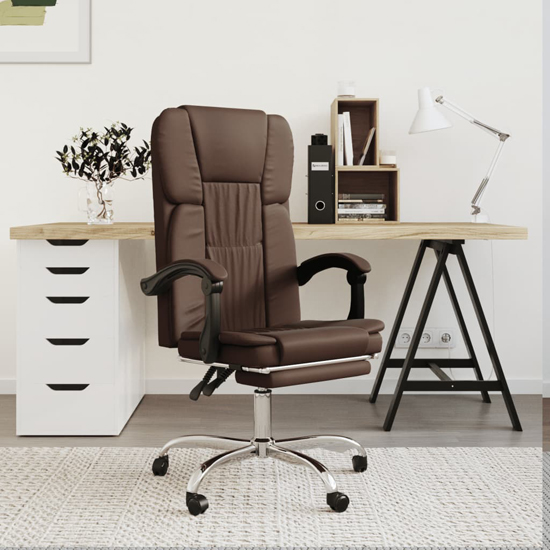 Faux Leather Reclining Office Chair In Brown Furniture in Fashion