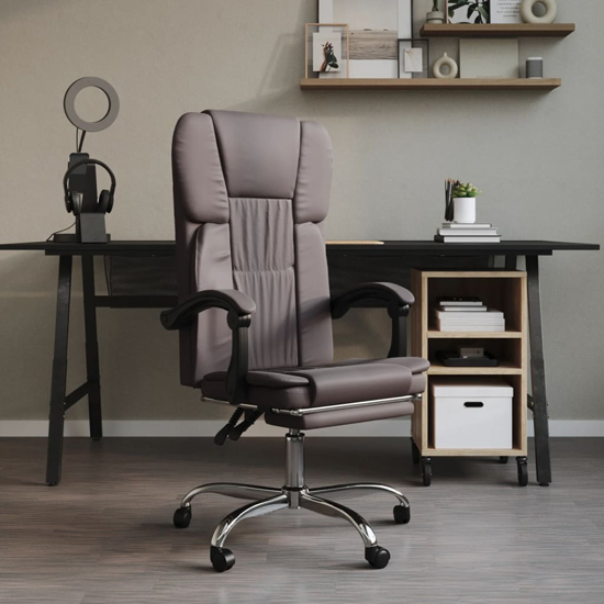 Faux Leather Reclining Office Chair In Grey Furniture in Fashion