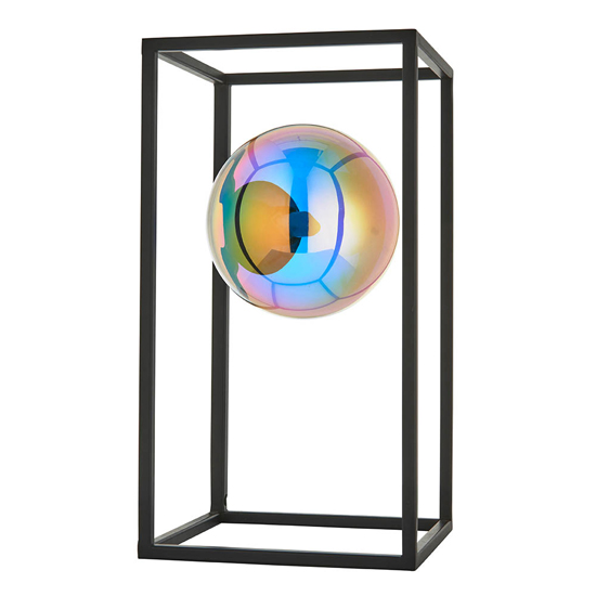 Burnet Iridescent Glass Table Lamp With Matt Black Open Frame
