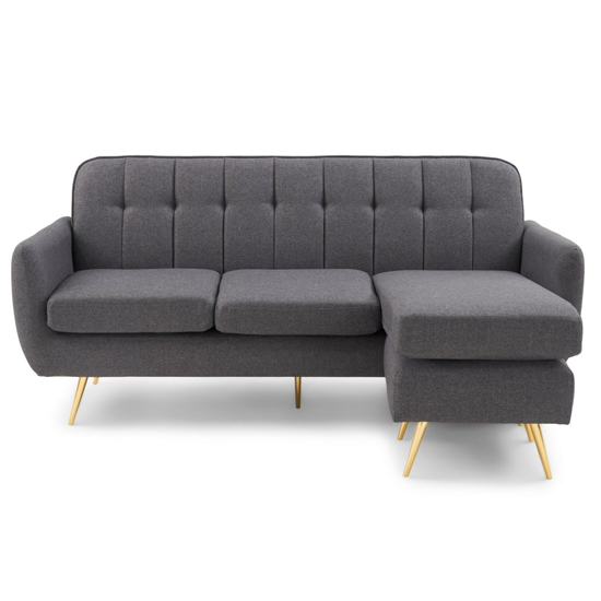 Burnley Chesterfield Linen Fabric 3 Seater Corner Sofa In Grey_3