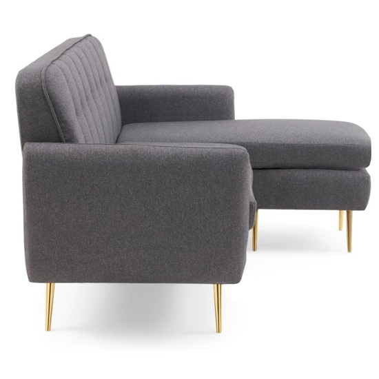 Burnley Chesterfield Linen Fabric 3 Seater Corner Sofa In Grey_5