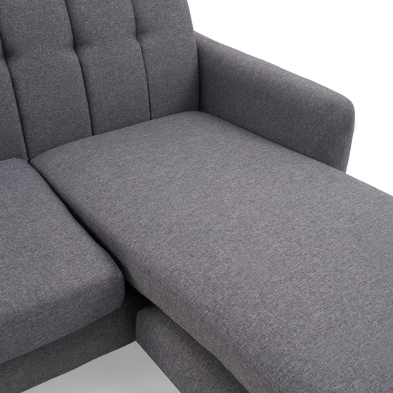 Burnley Chesterfield Linen Fabric 3 Seater Corner Sofa In Grey_6