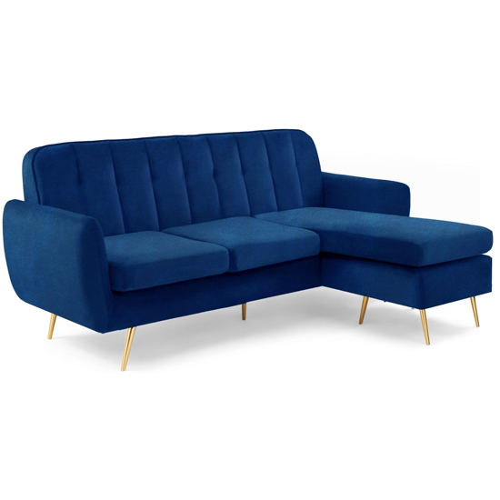 Burnley Chesterfield Velvet 3 Seater Corner Sofa In Blue_4