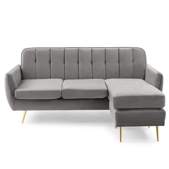 Burnley Chesterfield Velvet 3 Seater Corner Sofa In Grey_3