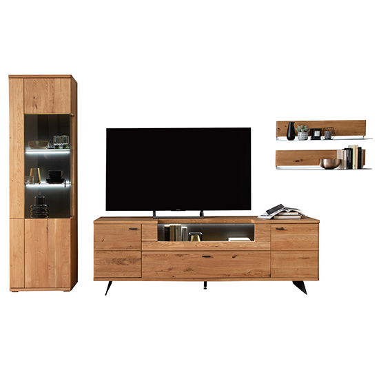 Bursa Wooden Living Room Furniture Set 1 In Oak With LED_2