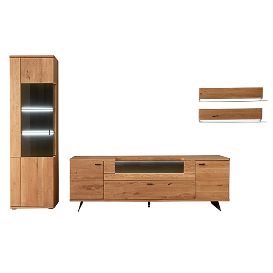 Bursa Wooden Living Room Furniture Set 1 In Oak With LED_3