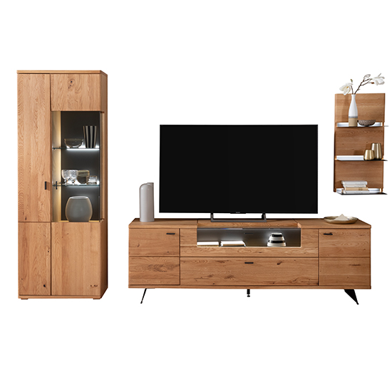 Bursa Wooden Living Room Furniture Set 2 In Oak With LED_2